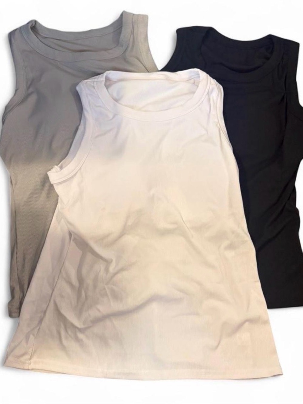 Everyday Ribbed Tank Top Set - White, Gray & Black